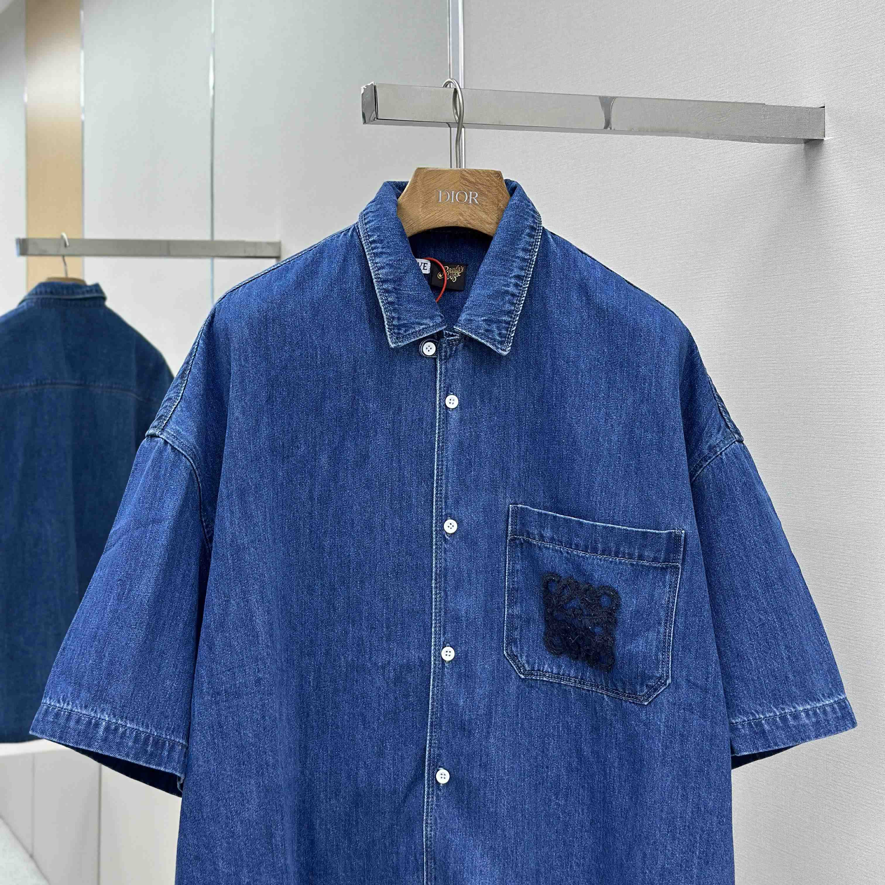 Loewe Short Sleeve Shirt In Denim - DesignerGu