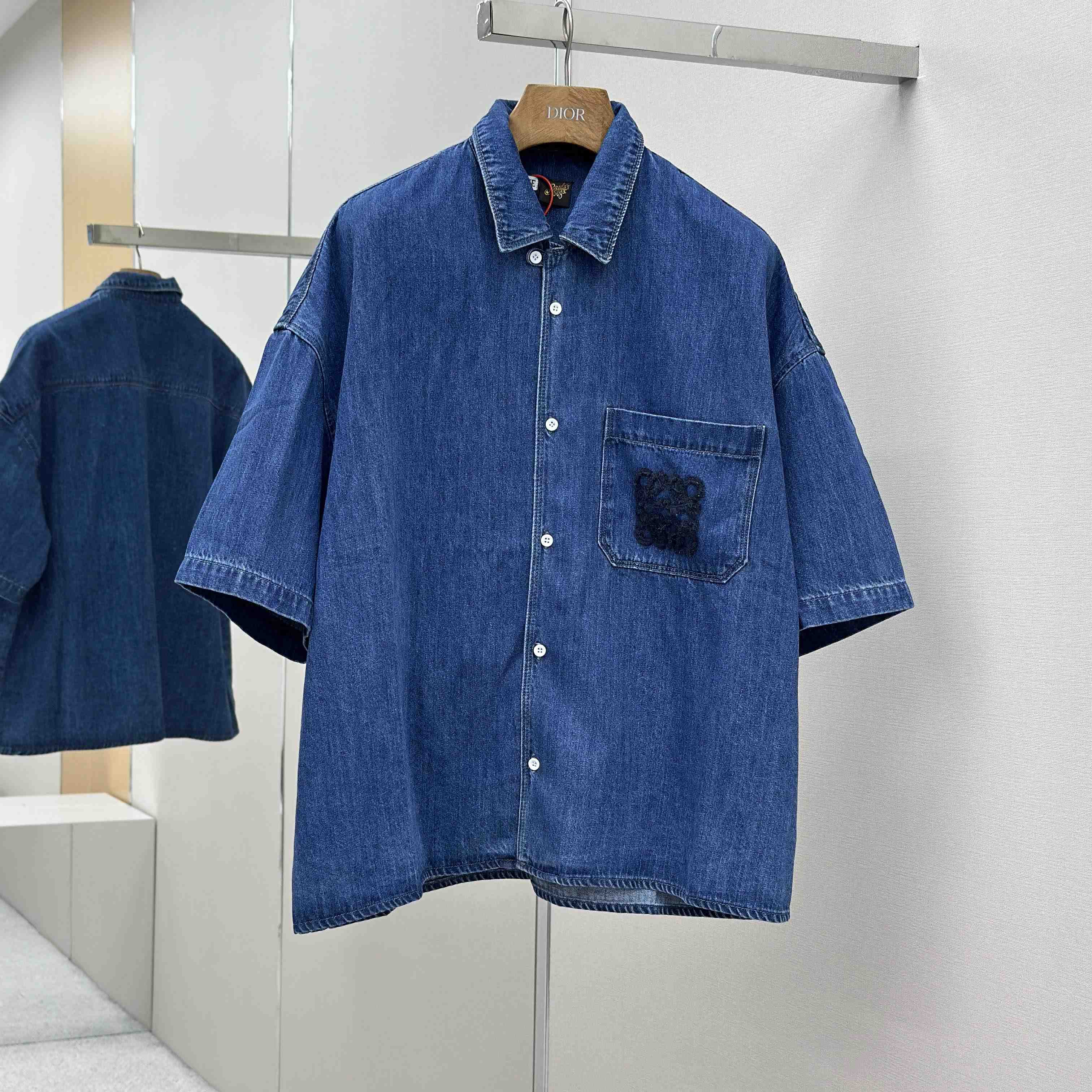 Loewe Short Sleeve Shirt In Denim - DesignerGu