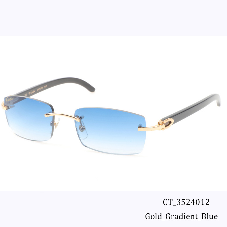 Cartier CT_3524012 Black Buffalo Sunglasses In Gold Gradient Blue - DesignerGu