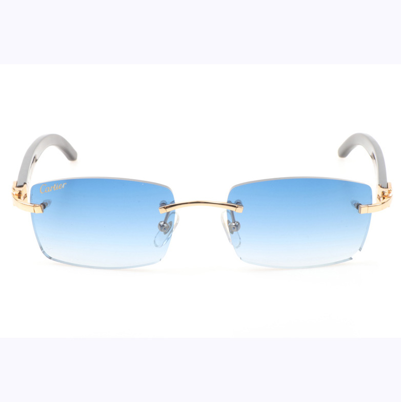 Cartier CT_3524012 Black Buffalo Sunglasses In Gold Gradient Blue - DesignerGu