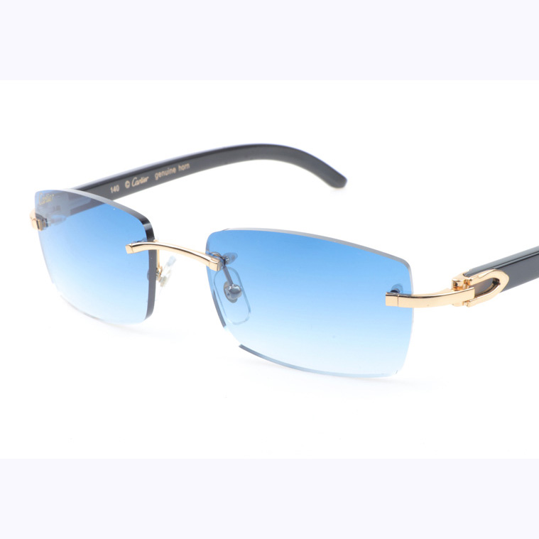 Cartier CT_3524012 Black Buffalo Sunglasses In Gold Gradient Blue - DesignerGu