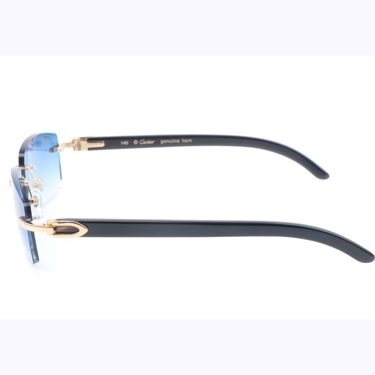 Cartier CT_3524012 Black Buffalo Sunglasses In Gold Gradient Blue - DesignerGu