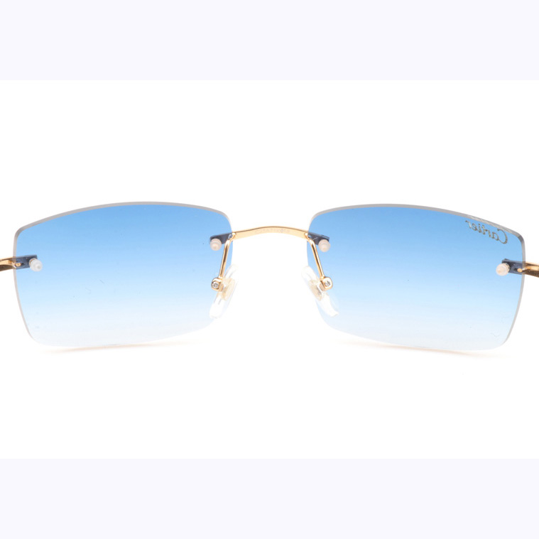 Cartier CT_3524012 Black Buffalo Sunglasses In Gold Gradient Blue - DesignerGu