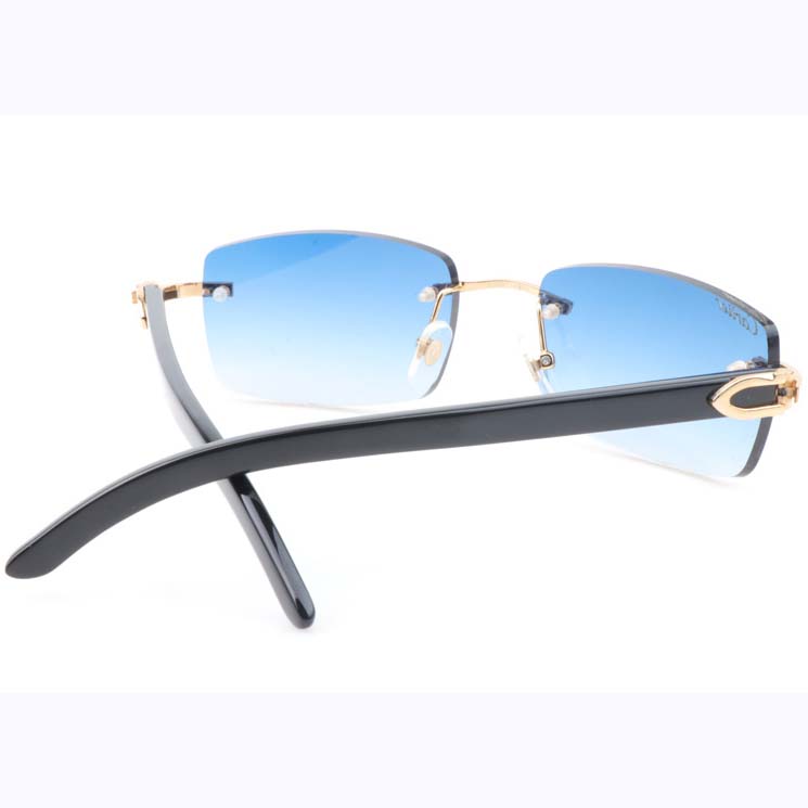 Cartier CT_3524012 Black Buffalo Sunglasses In Gold Gradient Blue - DesignerGu