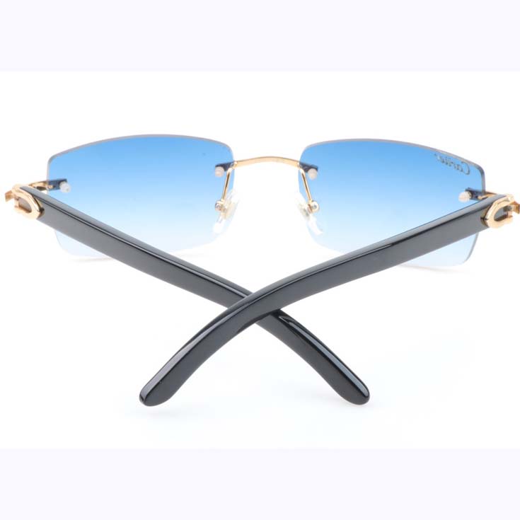 Cartier CT_3524012 Black Buffalo Sunglasses In Gold Gradient Blue - DesignerGu