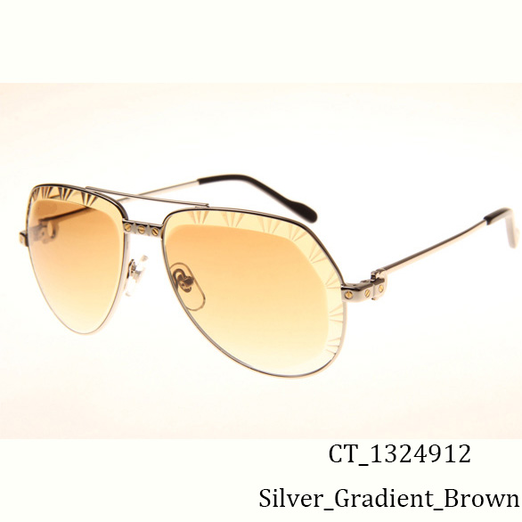 Cartier CT 1324912 Cut Lens Sunglasses In Silver Gradient Brown - DesignerGu