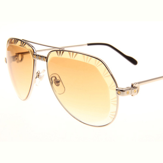 Cartier CT 1324912 Cut Lens Sunglasses In Silver Gradient Brown - DesignerGu