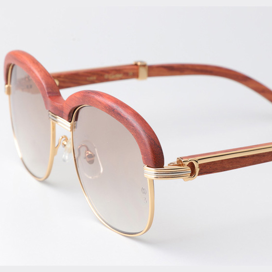 Cartier CT_1116679 Wood Sunglasses Gold Gradient Brown - DesignerGu