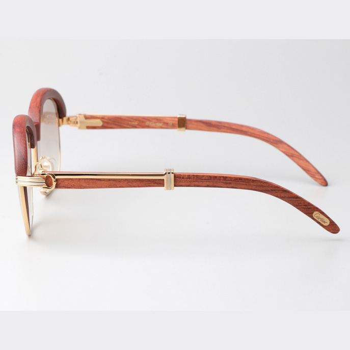 Cartier CT_1116679 Wood Sunglasses Gold Gradient Brown - DesignerGu