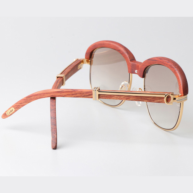 Cartier CT_1116679 Wood Sunglasses Gold Gradient Brown - DesignerGu