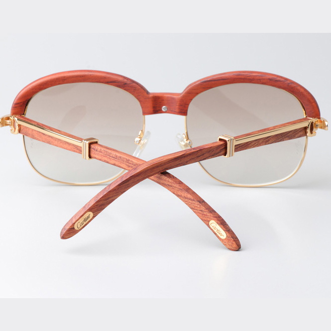 Cartier CT_1116679 Wood Sunglasses Gold Gradient Brown - DesignerGu