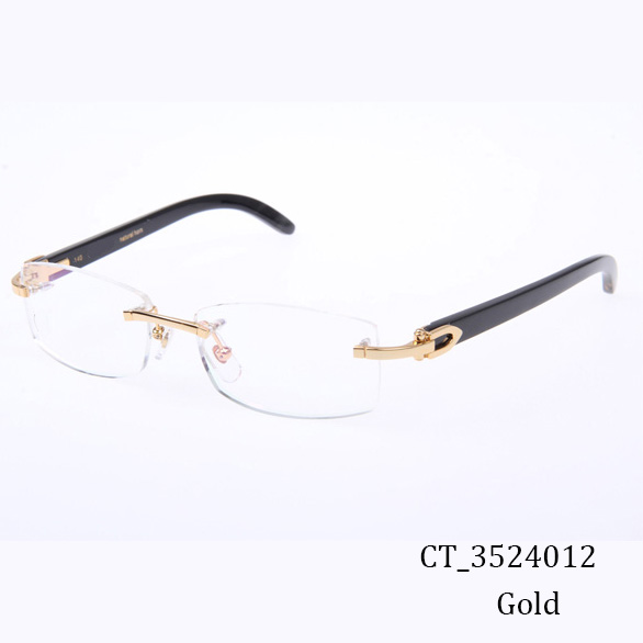 Cartier CT_3524012 Black Buffalo Eyeglasses In Gold - DesignerGu