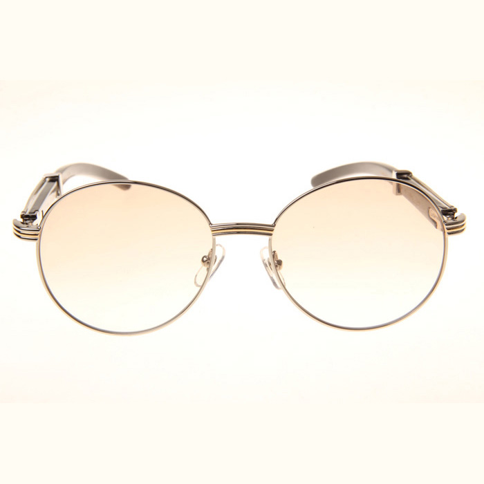 Cartier CT1990-0692 White Mix Black Buffalo Sunglasses In Silver Brown - DesignerGu