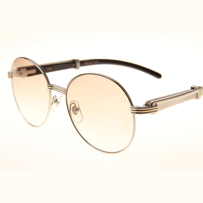 Cartier CT1990-0692 White Mix Black Buffalo Sunglasses In Silver Brown - DesignerGu