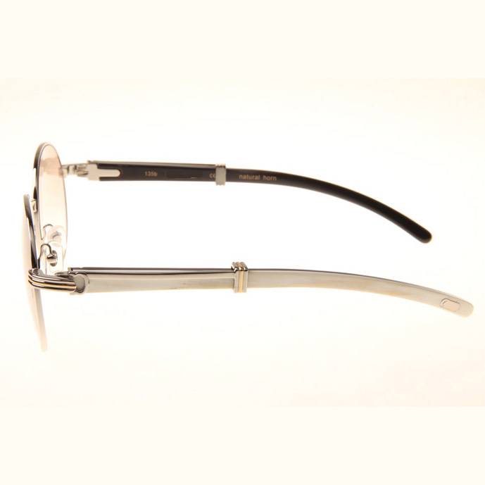 Cartier CT1990-0692 White Mix Black Buffalo Sunglasses In Silver Brown - DesignerGu