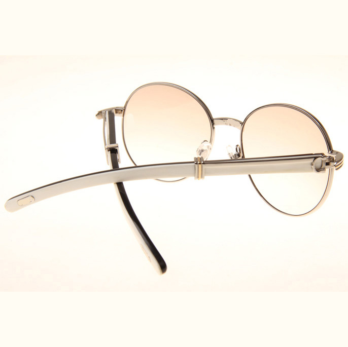 Cartier CT1990-0692 White Mix Black Buffalo Sunglasses In Silver Brown - DesignerGu