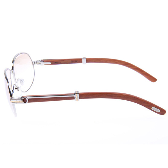 Cartier CT566 Wood Sunglasses In Silver   - DesignerGu
