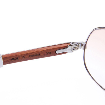 Cartier CT566 Wood Sunglasses In Silver   - DesignerGu