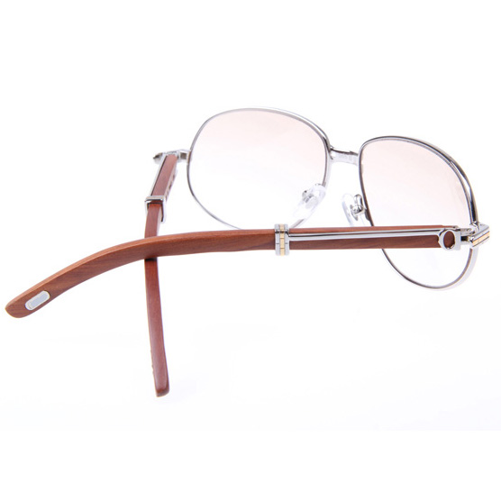 Cartier CT566 Wood Sunglasses In Silver   - DesignerGu
