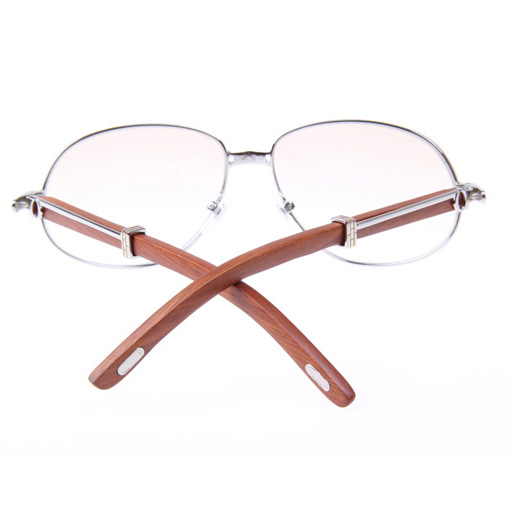 Cartier CT566 Wood Sunglasses In Silver   - DesignerGu