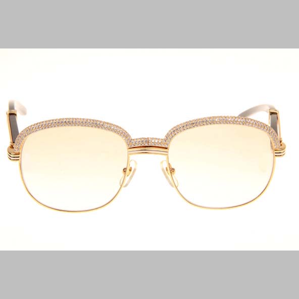 Cartier CT_1116679 Diamond Black Buffalo Sunglasses In Gold Brown - DesignerGu