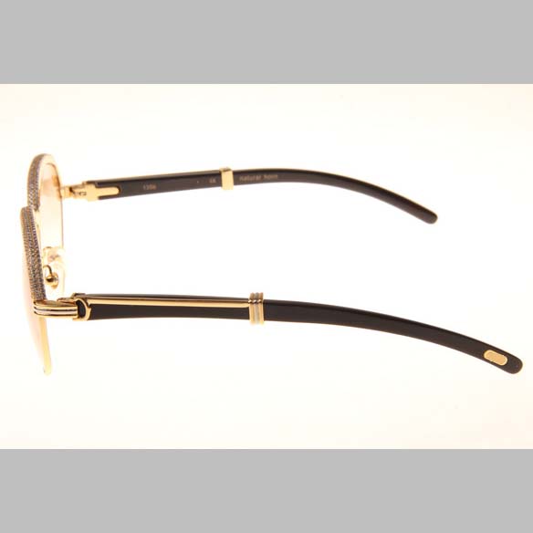 Cartier CT_1116679 Diamond Black Buffalo Sunglasses In Gold Brown - DesignerGu