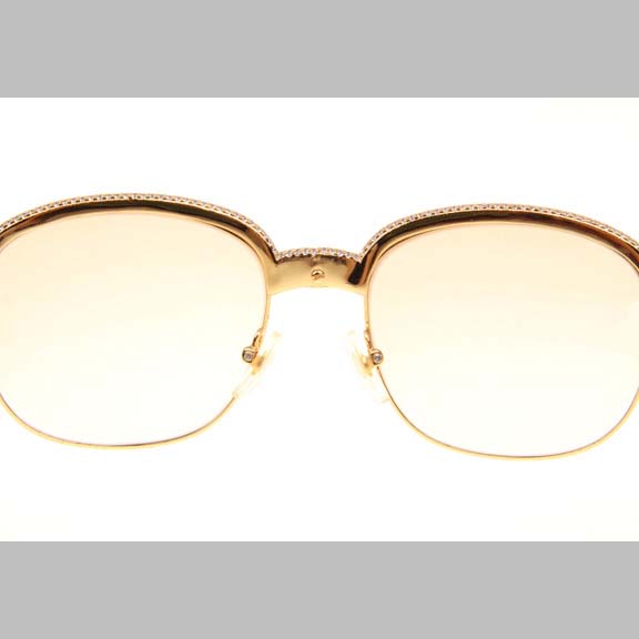 Cartier CT_1116679 Diamond Black Buffalo Sunglasses In Gold Brown - DesignerGu