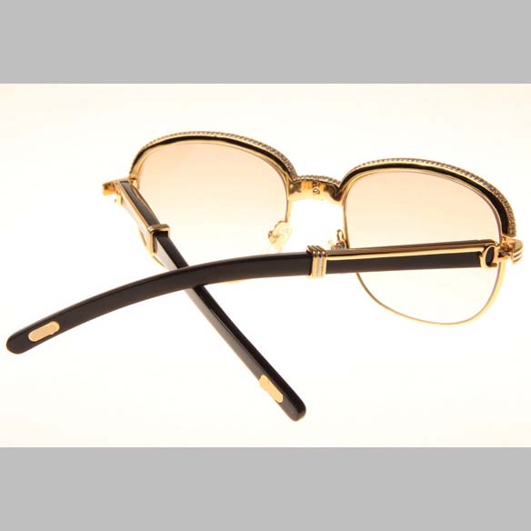 Cartier CT_1116679 Diamond Black Buffalo Sunglasses In Gold Brown - DesignerGu