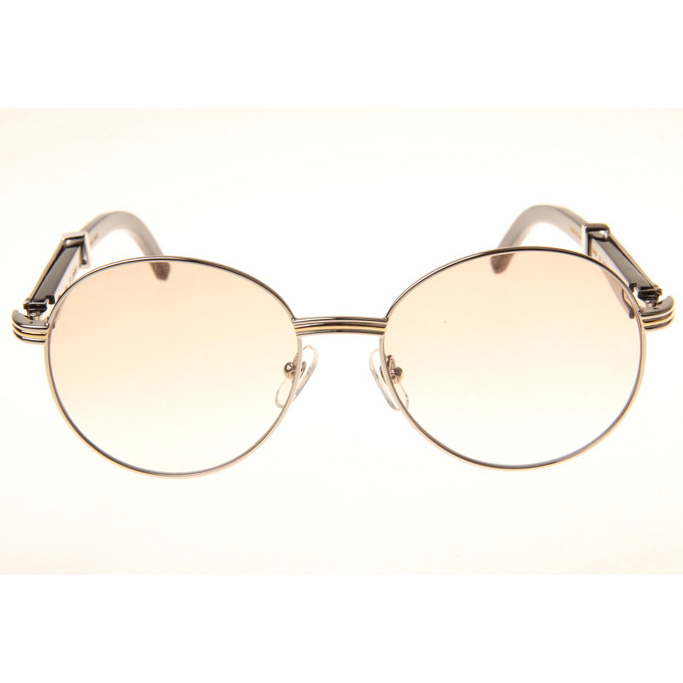 Cartier CT1990-0692 Black Buffalo Sunglasses In Silver Brown - DesignerGu