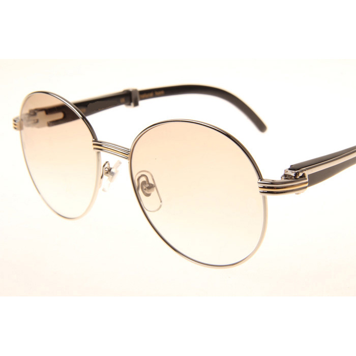 Cartier CT1990-0692 Black Buffalo Sunglasses In Silver Brown - DesignerGu