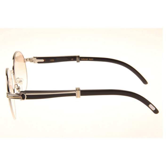 Cartier CT1990-0692 Black Buffalo Sunglasses In Silver Brown - DesignerGu