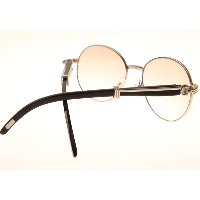 Cartier CT1990-0692 Black Buffalo Sunglasses In Silver Brown - DesignerGu