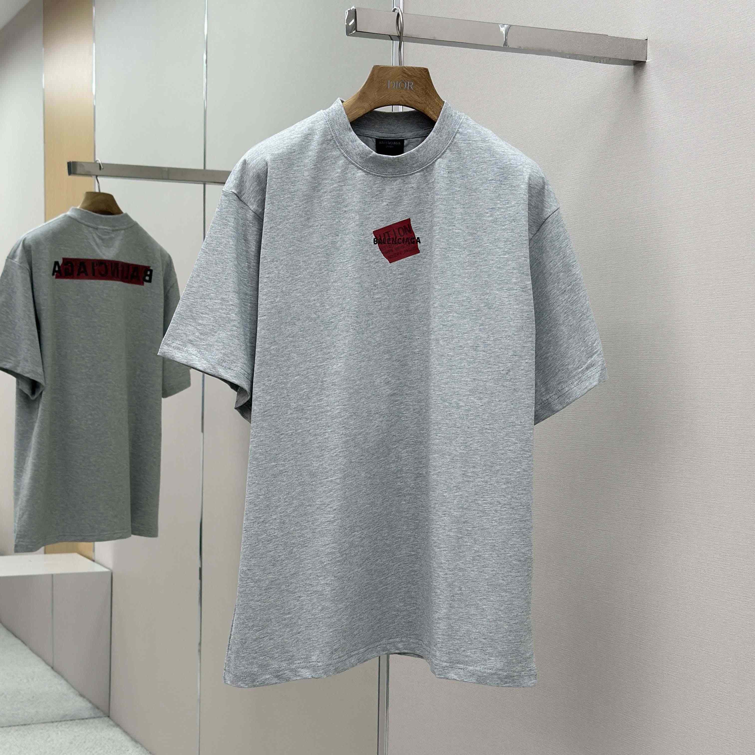 Balenciaga Taped Balenciaga Back T-Shirt Medium Fit in heather grey dry jersey - DesignerGu