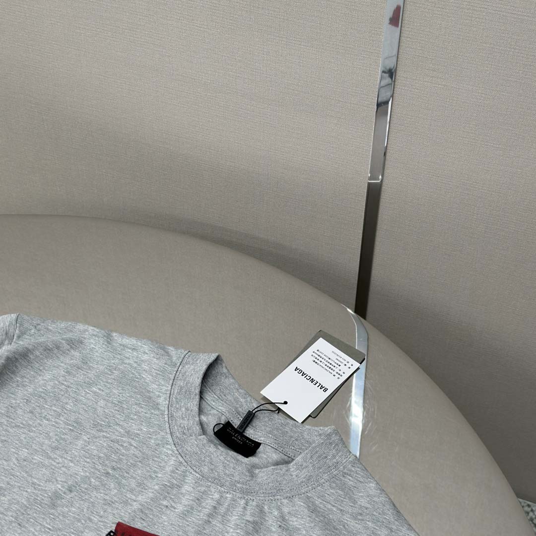 Balenciaga Taped Balenciaga Back T-Shirt Medium Fit in heather grey dry jersey - DesignerGu