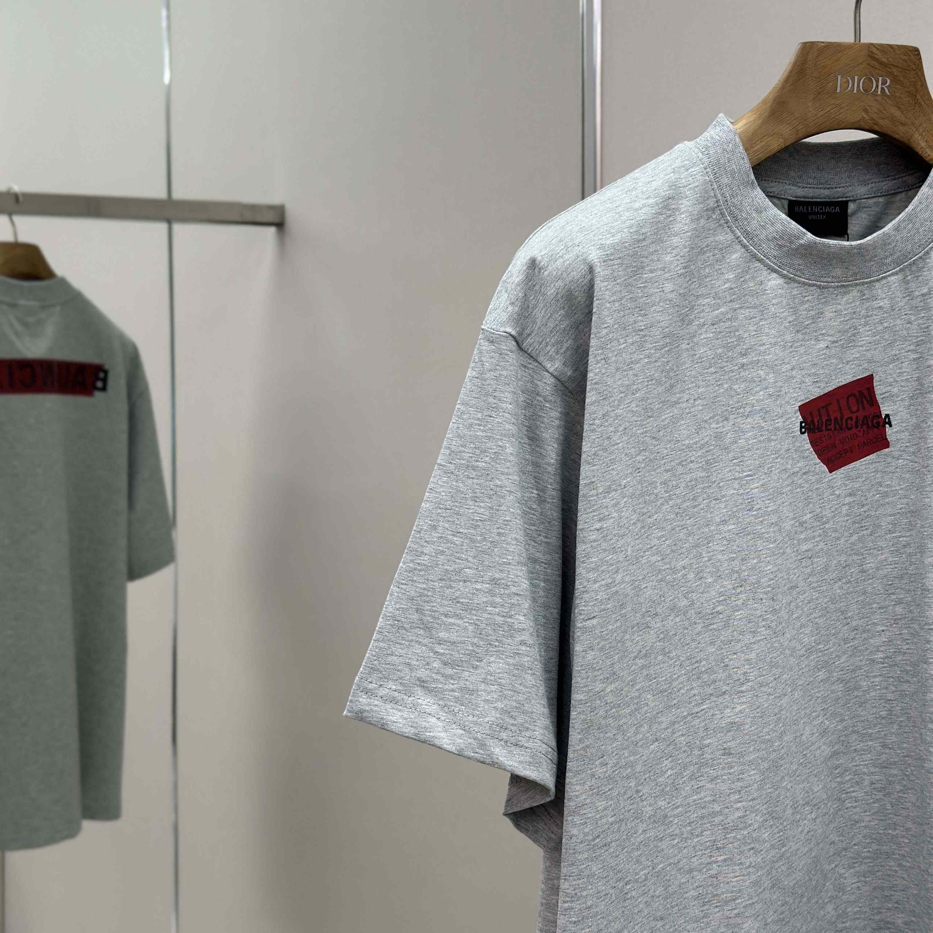 Balenciaga Taped Balenciaga Back T-Shirt Medium Fit in heather grey dry jersey - DesignerGu