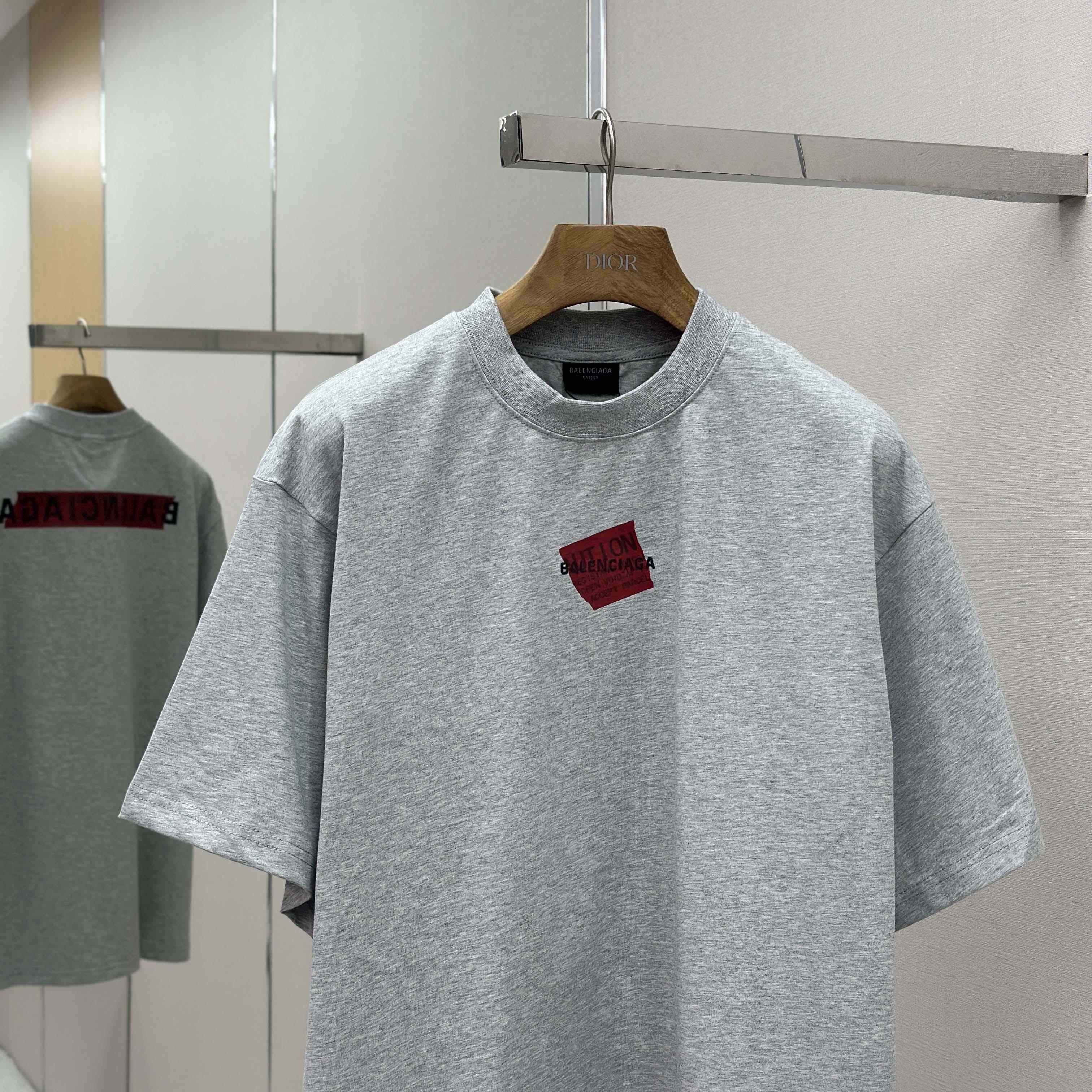Balenciaga Taped Balenciaga Back T-Shirt Medium Fit in heather grey dry jersey - DesignerGu