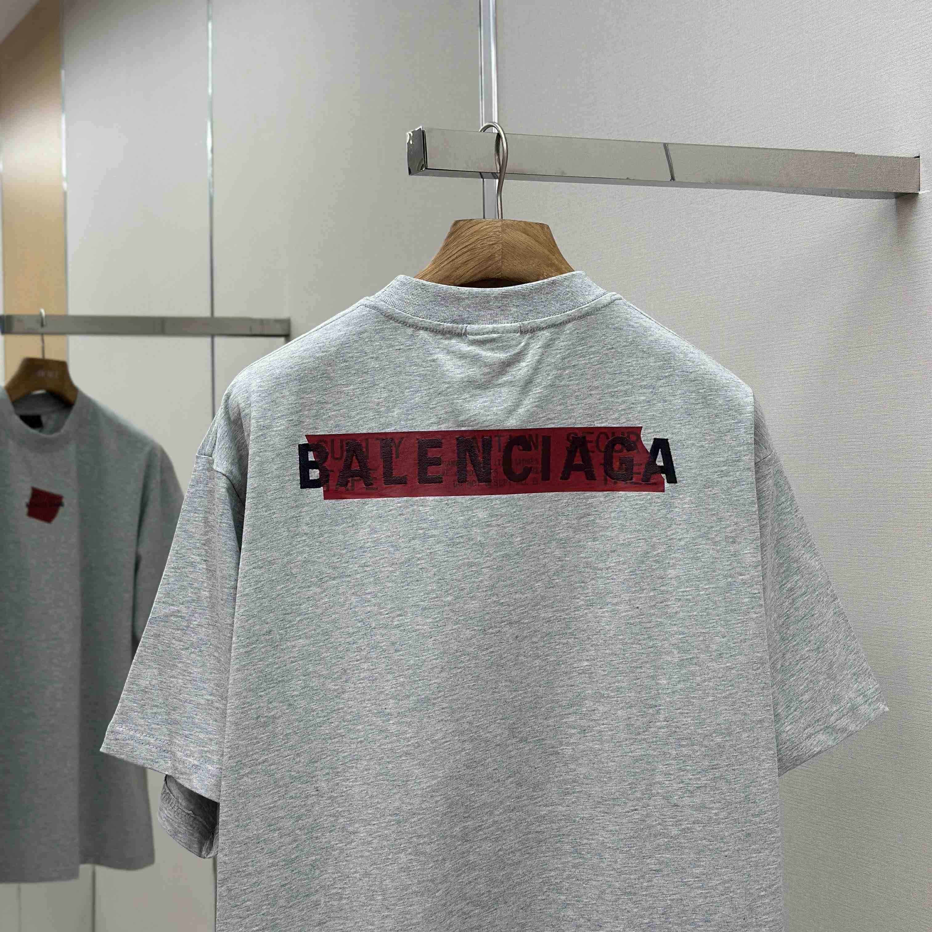 Balenciaga Taped Balenciaga Back T-Shirt Medium Fit in heather grey dry jersey - DesignerGu