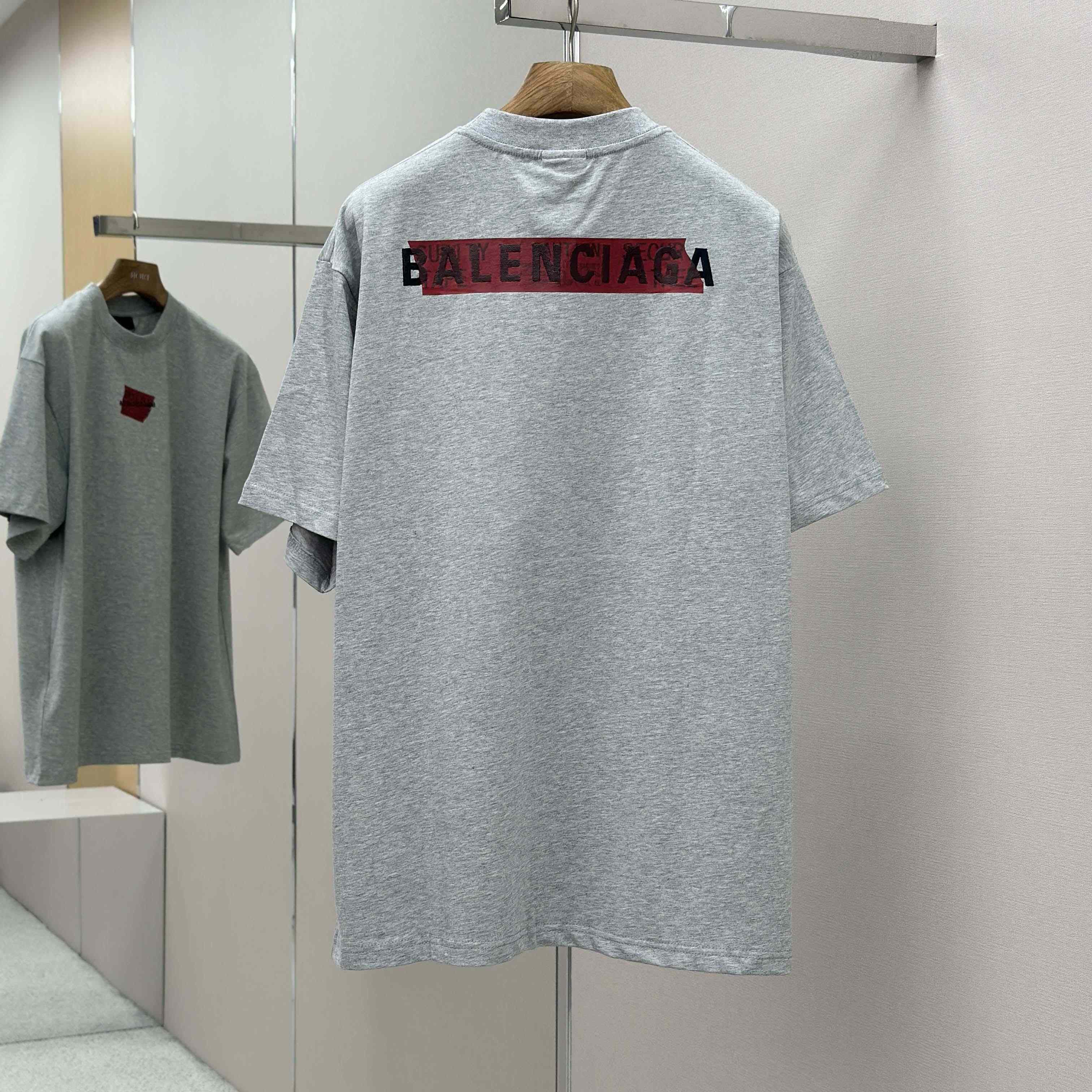 Balenciaga Taped Balenciaga Back T-Shirt Medium Fit in heather grey dry jersey - DesignerGu