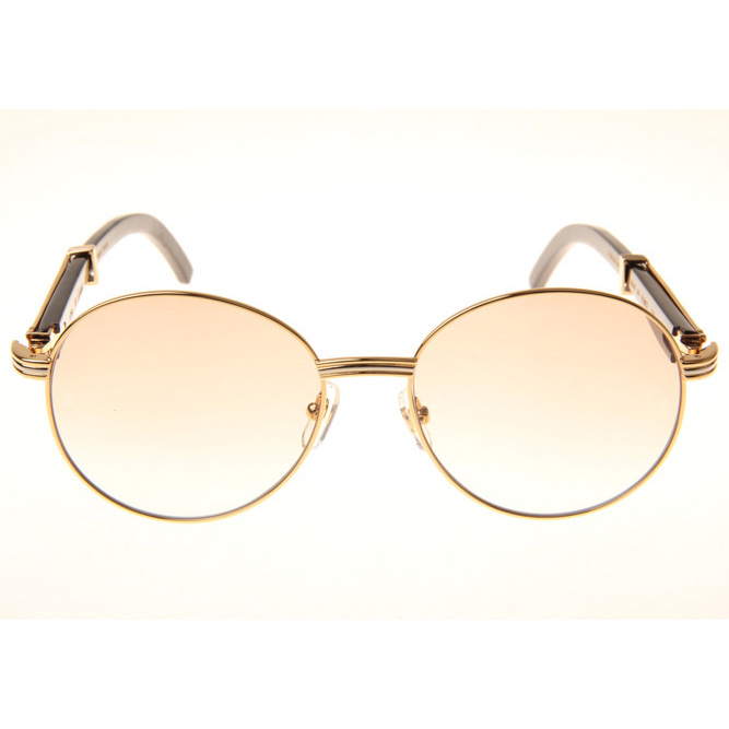 Cartier CT1990-0692 Black Buffalo Sunglasses In Gold Brown - DesignerGu