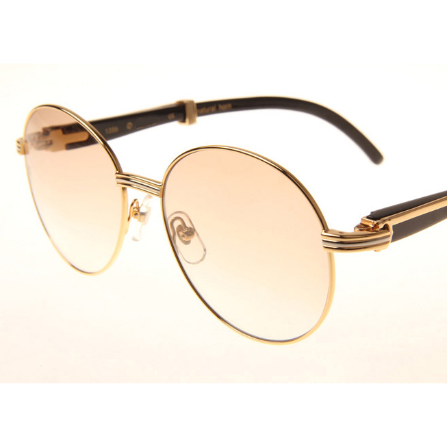 Cartier CT1990-0692 Black Buffalo Sunglasses In Gold Brown - DesignerGu