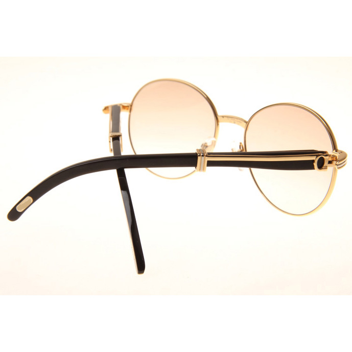 Cartier CT1990-0692 Black Buffalo Sunglasses In Gold Brown - DesignerGu