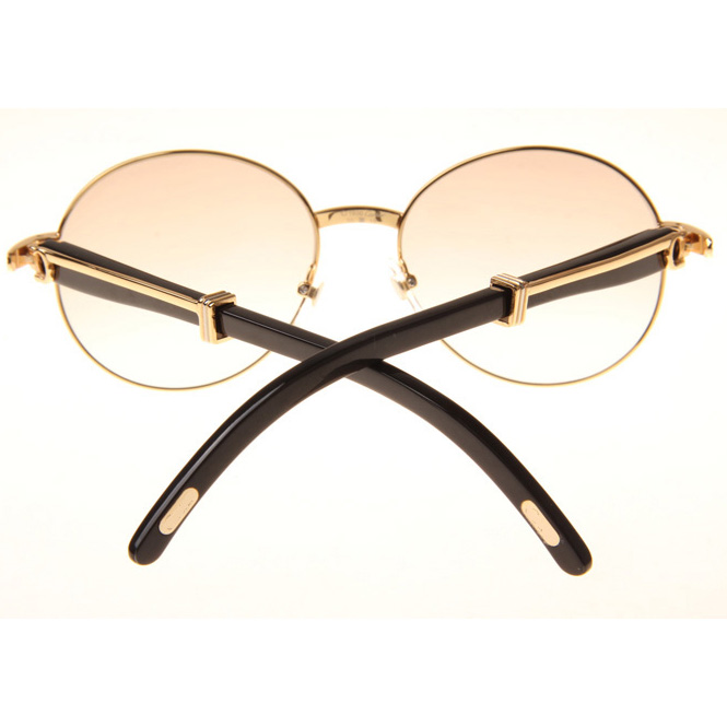 Cartier CT1990-0692 Black Buffalo Sunglasses In Gold Brown - DesignerGu