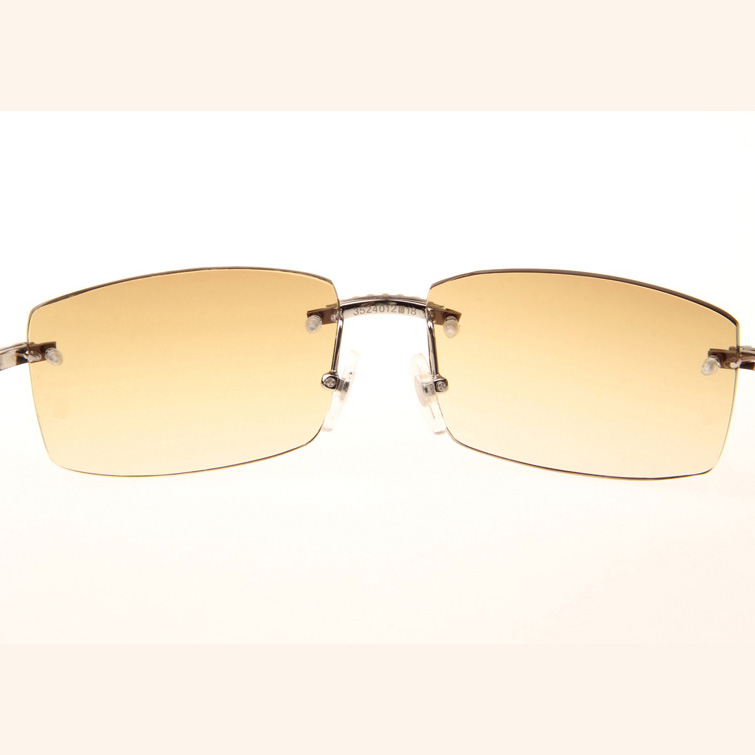 Cartier CT 3524012 Big Diamond Black Buffalo Sunglasses In Silver Brown - DesignerGu