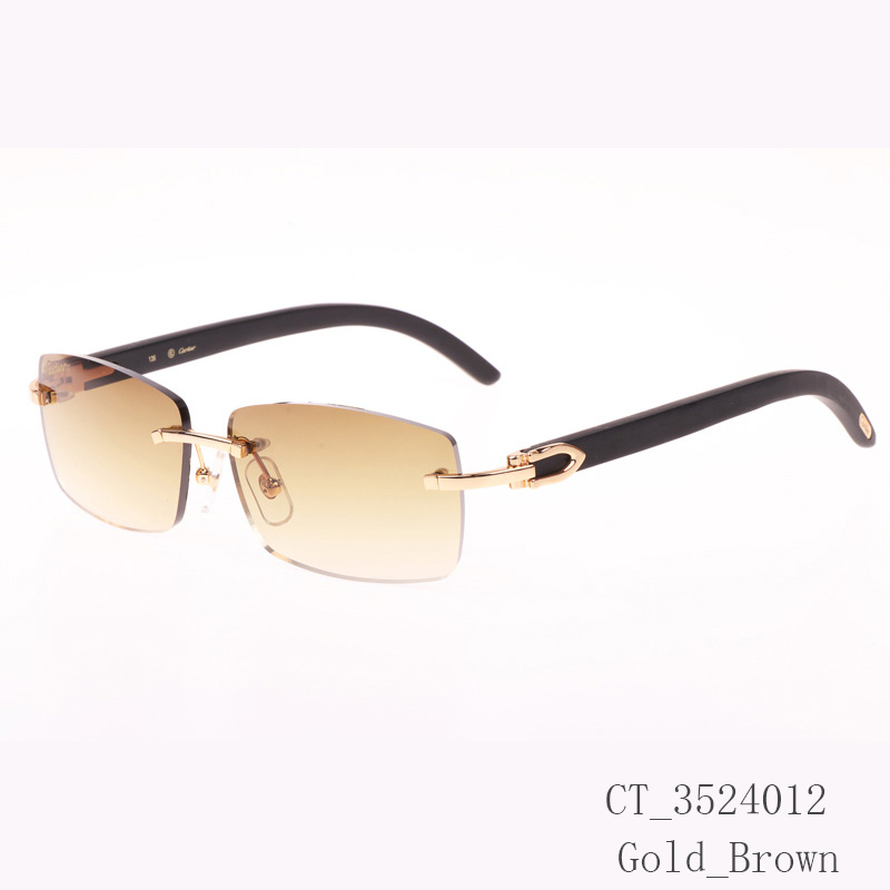 Cartier CT_3524012 Black Wood Sunglasses In Gold Brown - DesignerGu