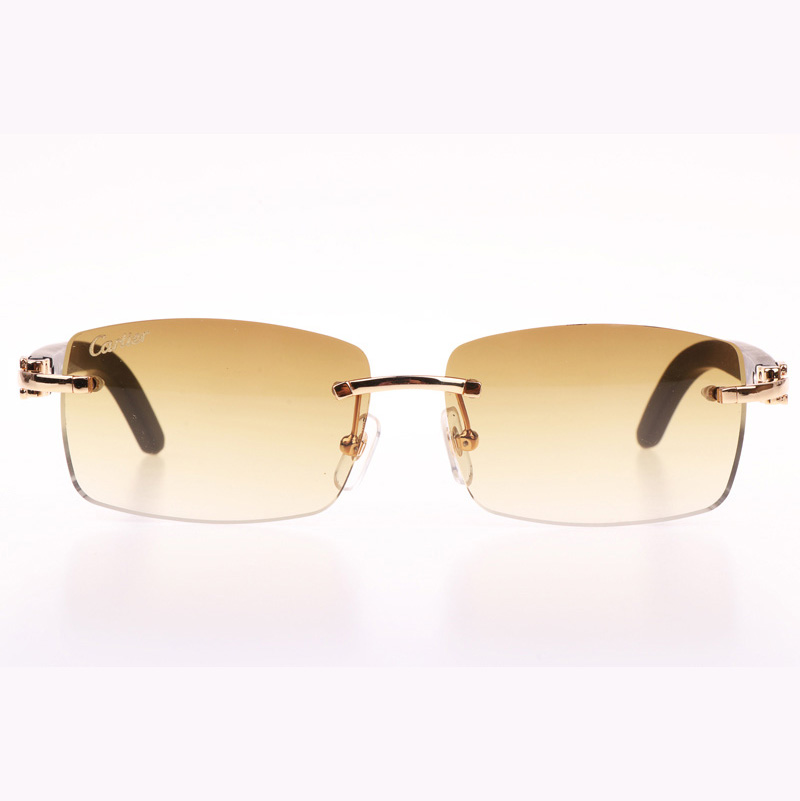 Cartier CT_3524012 Black Wood Sunglasses In Gold Brown - DesignerGu