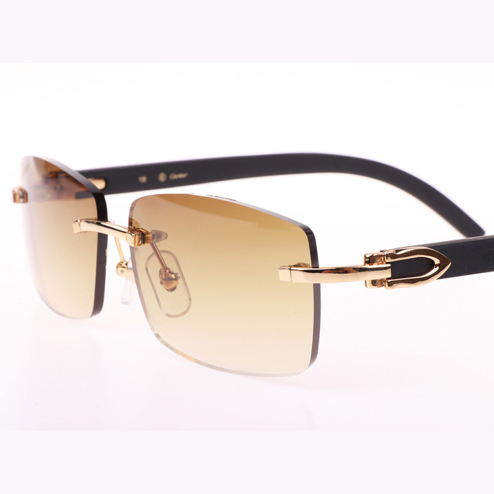 Cartier CT_3524012 Black Wood Sunglasses In Gold Brown - DesignerGu