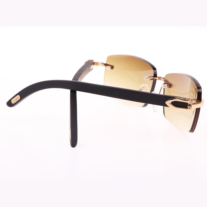 Cartier CT_3524012 Black Wood Sunglasses In Gold Brown - DesignerGu