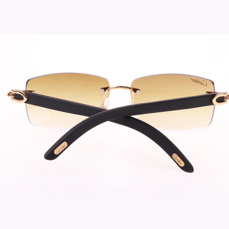 Cartier CT_3524012 Black Wood Sunglasses In Gold Brown - DesignerGu