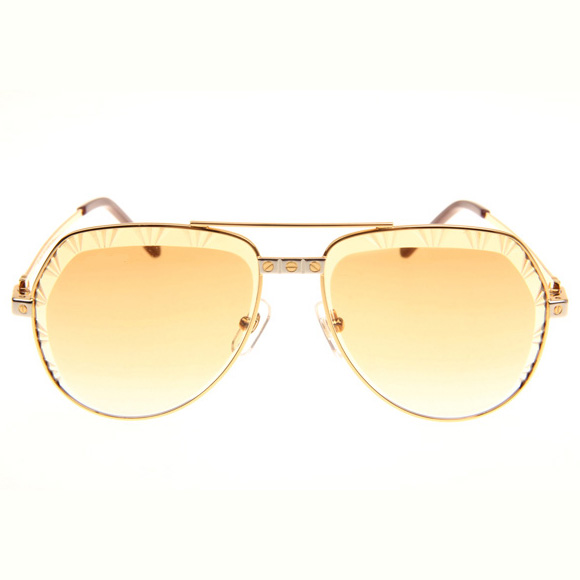 Cartier CT 1324912 Cut Lens Sunglasses In Gold Gradient Brown - DesignerGu
