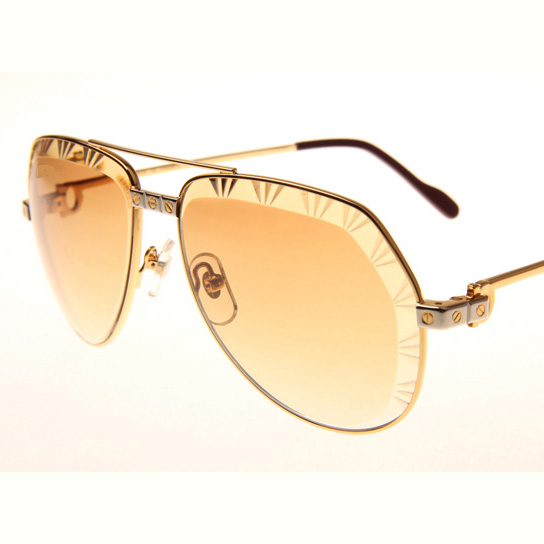Cartier CT 1324912 Cut Lens Sunglasses In Gold Gradient Brown - DesignerGu